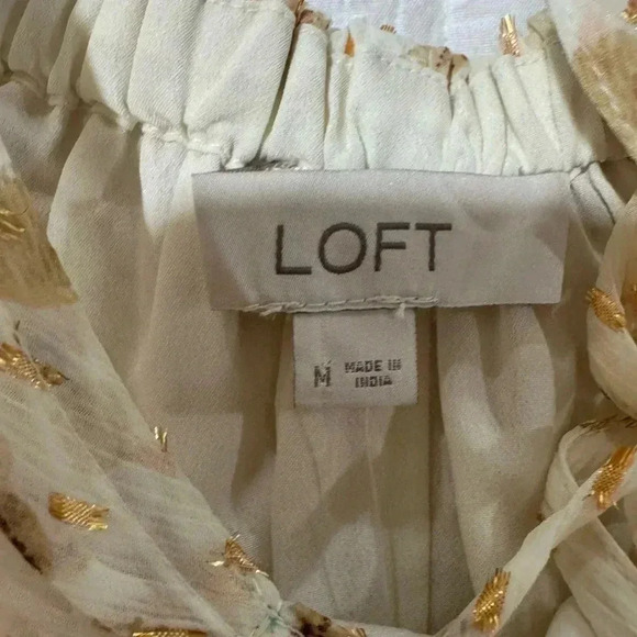 NWT LOFT Petite Metallic Clip Open Tie Back Blouse - Med - Picture 6 of 7